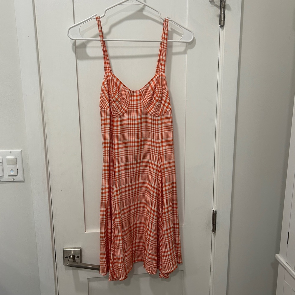 Vintage ABS Collection Orange Plaid Sundress with Corset back Size 6